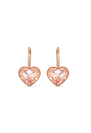 Swarovski Bella Pierced Earrings Heart Silk Rose Gold