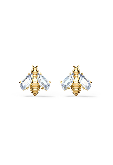 Swarovski Eternal Flower Pierced Earrings Stud Bee Light Multi Gold