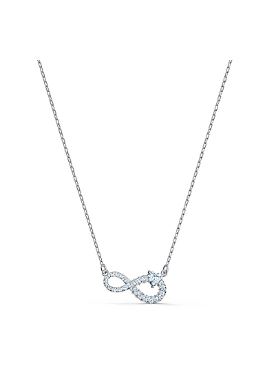 Swarovski Crystal and Rhodium Silver Infinity Pendant Necklace
