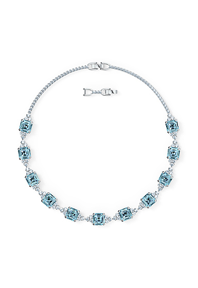 Swarovski Necklace Sparkling All-Around Altern Aqua Rhodium Silver