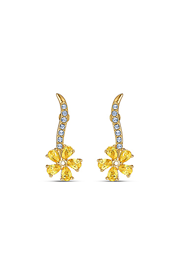 Swarovski Botanical Pierced Earrings Flower Gold