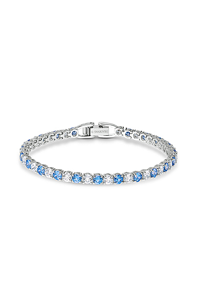 Swarovski Crystal Tennis Deluxe Light Blue and Rhodium Silver Bracelet ...