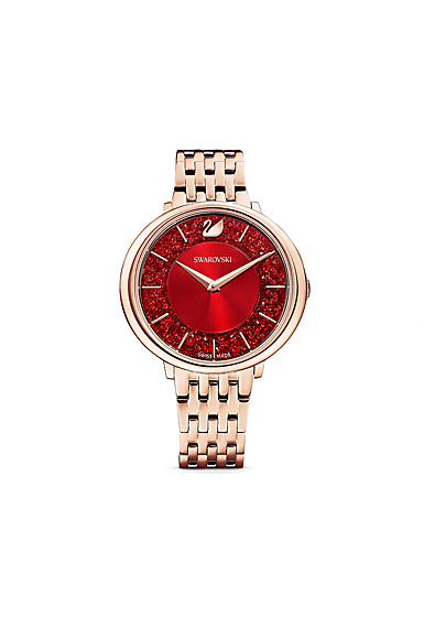 Swarovski Crystalline Chic Watch, Metal Bracelet, Red, Rose Gold Tone