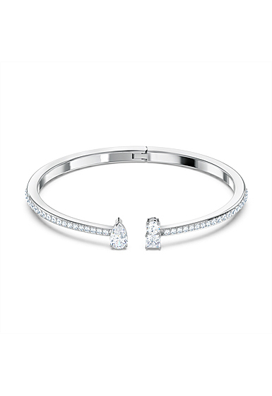 Swarovski Attract Cuff Bracelet, White, Rhodium Plated