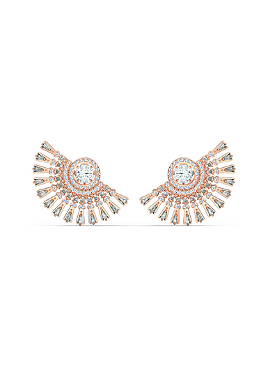 Swarovski Sparkling Dance Dial Up Pierced Earrings, Gray, Rose Gold Tone Plated