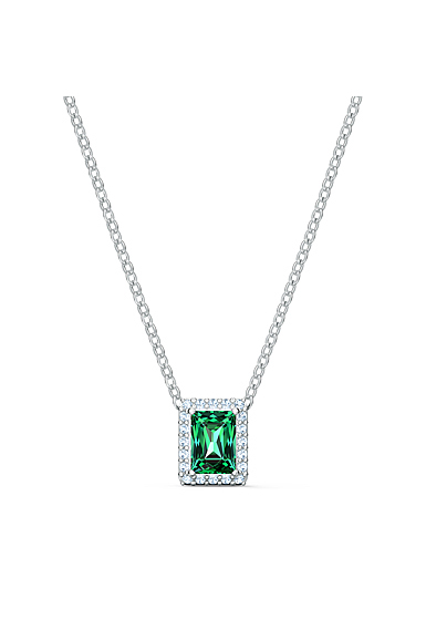 Swarovski Angelic Rectangular Necklace, Green, Rhodium Plated