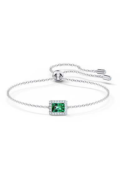 Swarovski Angelic Rectangular Bracelet, Green, Rhodium Plated