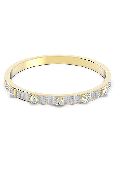 Swarovski Thrilling Deluxe Bangle Bracelet, White, Gold-Tone Plated M