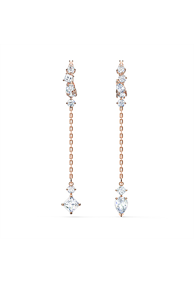 Swarovski Attract Pierced Earrings, White, Rose Gold Tone Plated
