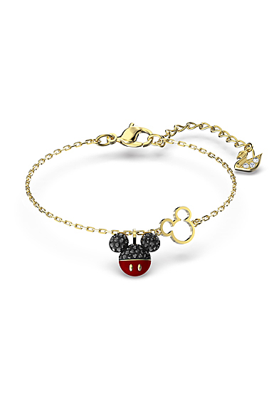 Swarovski Disney Mickey Bracelet, Black, Gold Tone Plated