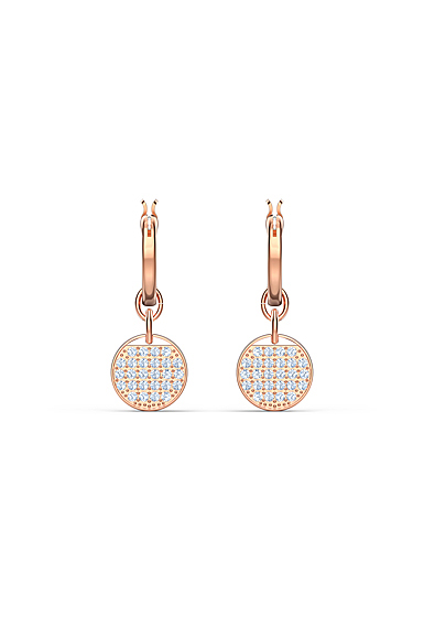 Swarovski Ginger Crystal and Rose Gold Mini Hoop Pierced Earrings