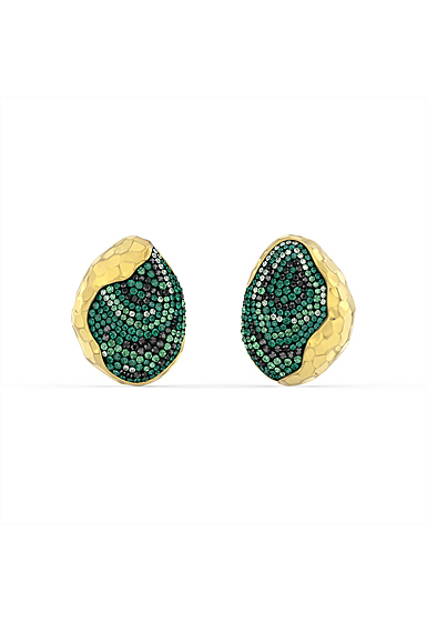 Swarovski The Elements Clip Earrings, Green, Gold Tone Plated