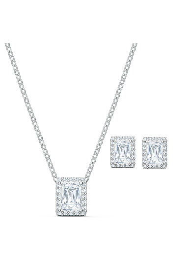 Swarovski Angelic Necklace and Earrings Set, White, Rhodium Plated