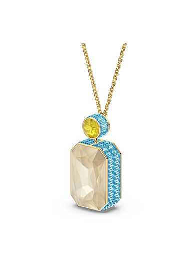 Swarovski Orbita Necklace, Octagon Cut Crystal, Multicolored, Gold-Tone Plated