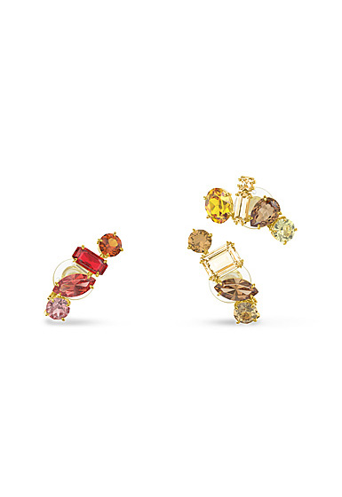 Swarovski Gema Clip Earrings, Asymmetrical, Multicolored, Gold-Tone Plated, Set