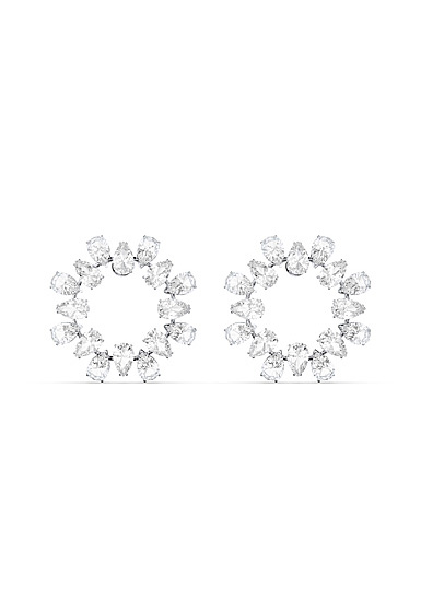 Swarovski Millenia Earrings, Circle, White, Rhodium Plated, Pair