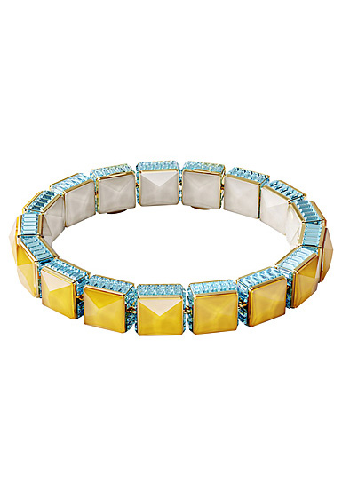 Swarovski Orbita Bracelet, Square Cut Crystal, Multicolored, Gold-Tone Plated