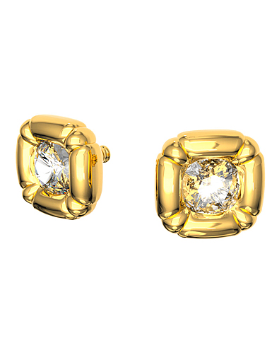 Swarovski Dulcis Stud Earrings, Cushion Cut Crystals, Yellow, Gold-Tone Plated