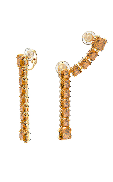 Swarovski Millenia Clip Earrings, Asymmetrical, Yellow, Gold-Tone Plated