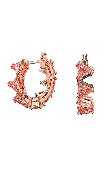 Swarovski Millenia Hoop Earrings, Triangle Swarovski Zirconia, Small, Pink, Rose-Gold Tone Plated