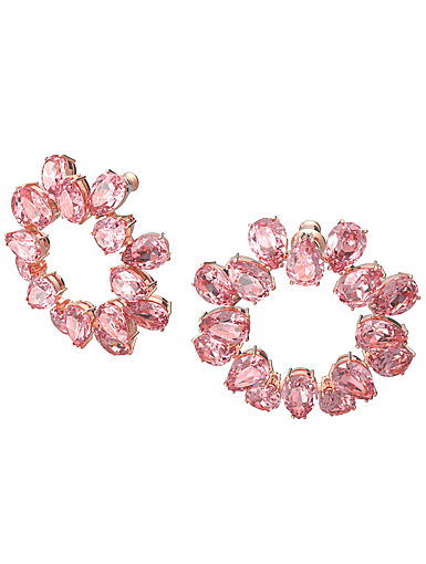 Swarovski Millenia Hoop Earrings, Pear Cut Crystals, Pink, Rose-Gold Tone Plated