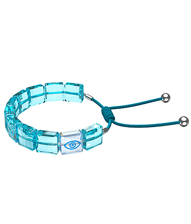 Swarovski Blue and Rhodium Plated Letra Bracelet, Evil Eye