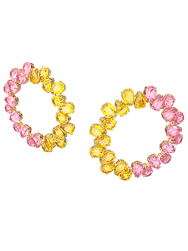Swarovski Millenia Hoop Earrings, Pear Cut Crystals, Multicolored, Gold-Tone Plated