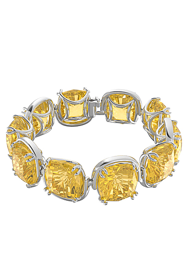 Swarovski Harmonia Bracelet, Cushion Cut Crystals, Yellow, Rhodium Plated
