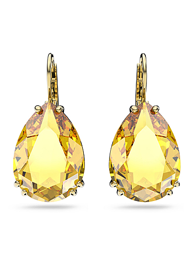 Swarovski Millenia Earrings, Pear Cut Crystal, Yellow, Gold-Tone Plated