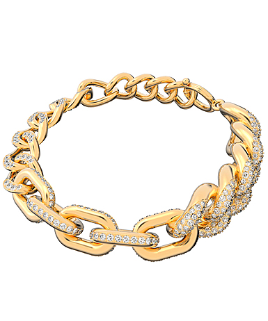 Swarovski Dextera Bracelet, Pave, White, Gold-Tone Plated