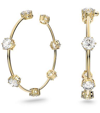 Swarovski Crystal and Shinygold-Tone Plated Constella Hoop Pierced Earrings