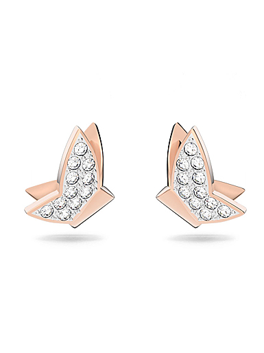 Swarovski Crystal and Rose Gold Lilia Butterfly Stud Pierced Earrings, Pair
