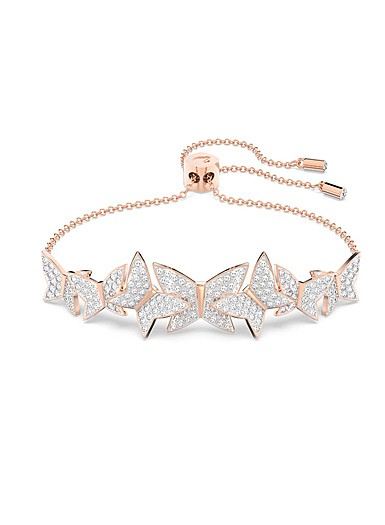 Swarovski Lilia Bracelet, Butterfly, White, Rose-Gold Tone Plated