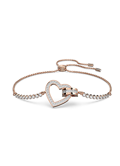 Swarovski Lovely Bracelet, Heart, White, Rose-Gold Tone Plated