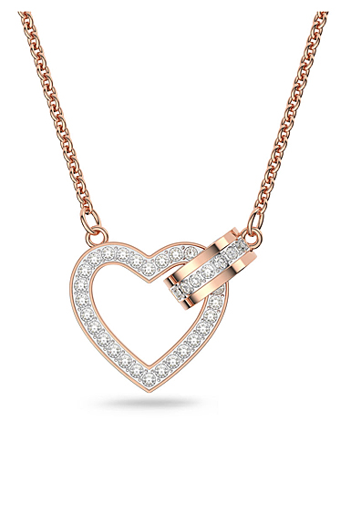 Swarovski Lovely Necklace, Heart, White, Rose-Gold Tone Plated