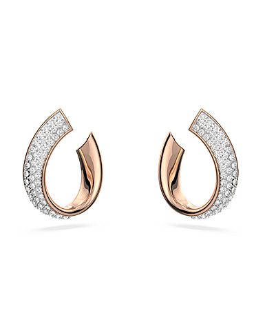 Swarovski Crystal and Gold Exist Small Hoop Pierced Earrings, Pair