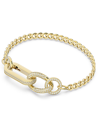 Swarovski Dextera Bracelet, Pave, Mixed Links, White, Gold Tone Plated