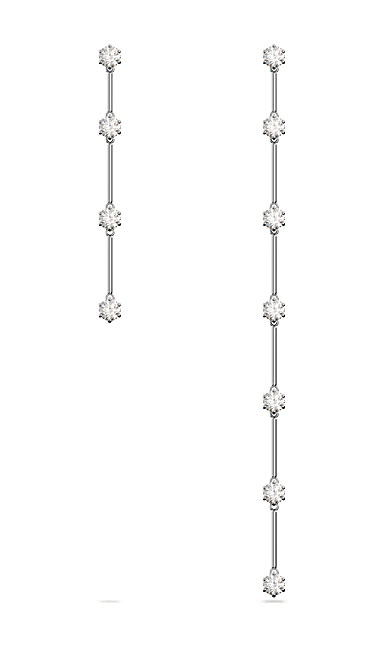Swarovski Constella Drop Earrings, Asymmetric Design, White, Rhodium Plated