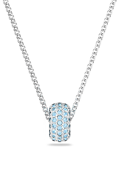 Swarovski Blue Crystal and Rhodium Plated Stone Pendant Necklace