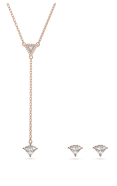 Swarovski Ortyx Jewelry Set, Triangle Cut, White, Rose Gold Tone Plated