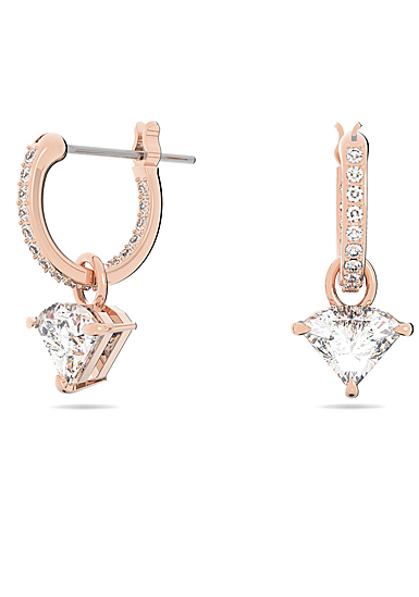 Swarovski Ortyx Drop Earrings, Triangle Cut, White, Rose Gold Tone Plated