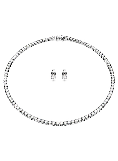 Swarovski Crystal and Rhodium Matrix Tennis Necklace and Earrings Set