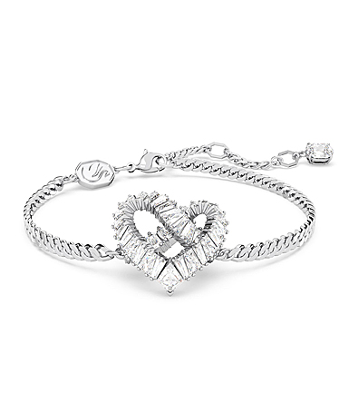 Swarovski Jewelry Bracelet Matrix, Heart Woven White, Rhodium