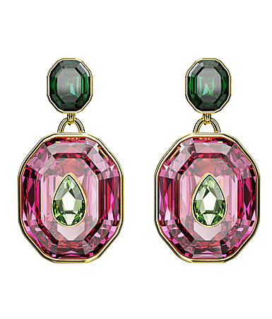 Swarovski Jewelry Chroma, Pierced Earrings Green, Rose Gold