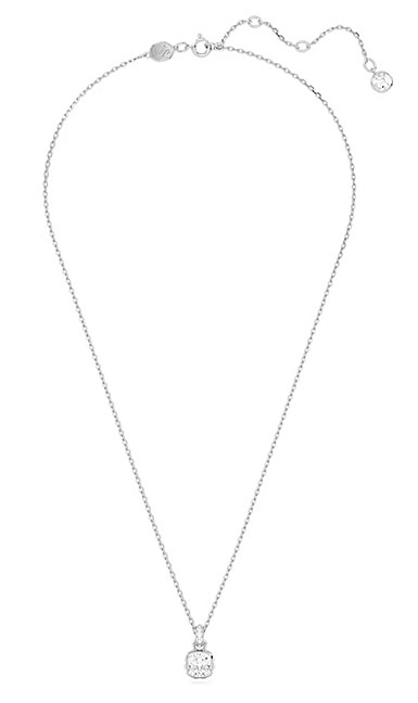 Swarovski Birthstone pendant, Square cut, April, White, Rhodium plated