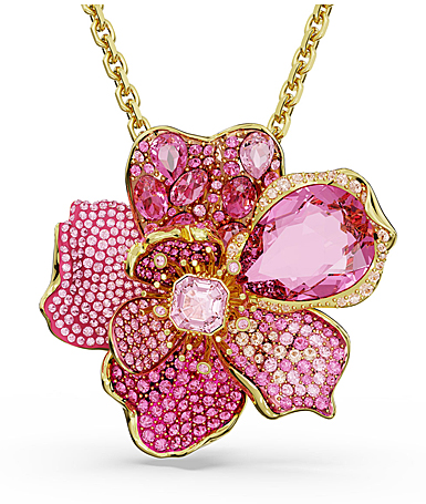 Swarovski Jewelry Florere Rose Gold and Pink Brooch Necklace