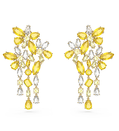 Swarovski Jewelry Gema, Clip Earrings Chandelier Yellow, Gold
