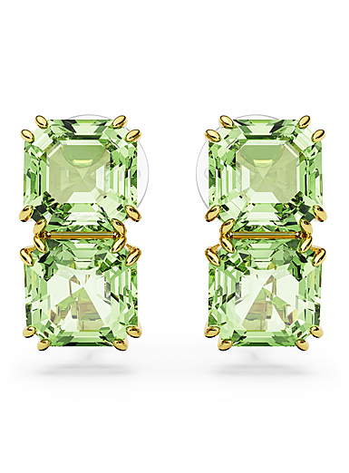 Swarovski Jewelry Millenia, Clip Earrings Pair Square Green and Gold