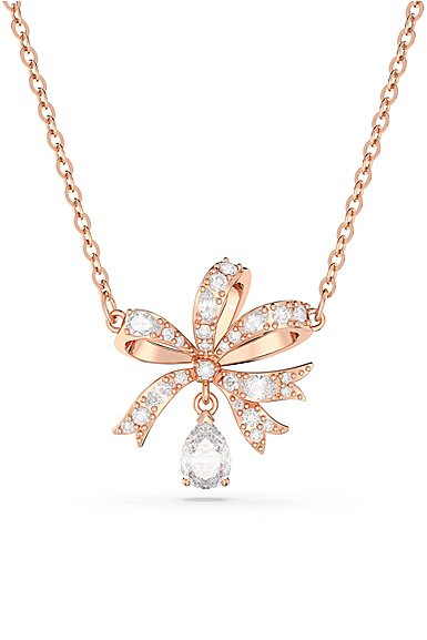 Swarovski Crystal and Rose Gold Volta Bow Pendant Necklace