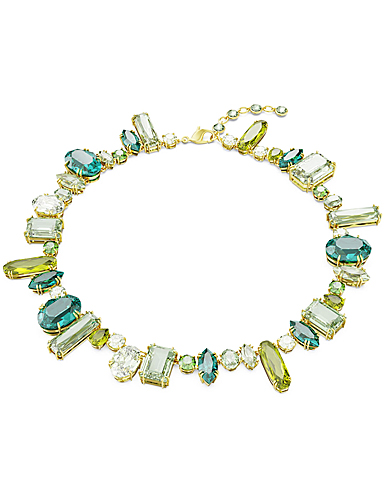 Swarovski Gema necklace, Mixed cuts, Green, Gold
